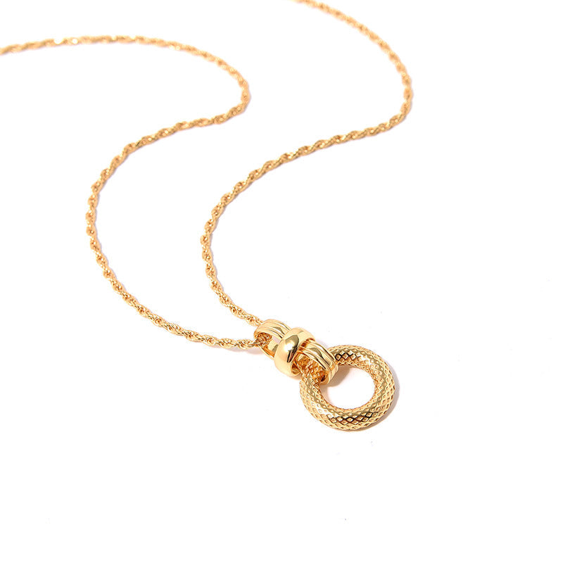 Deki Jewels Circular Pendant Necklace, 925 Silver, 18k Gold Plated