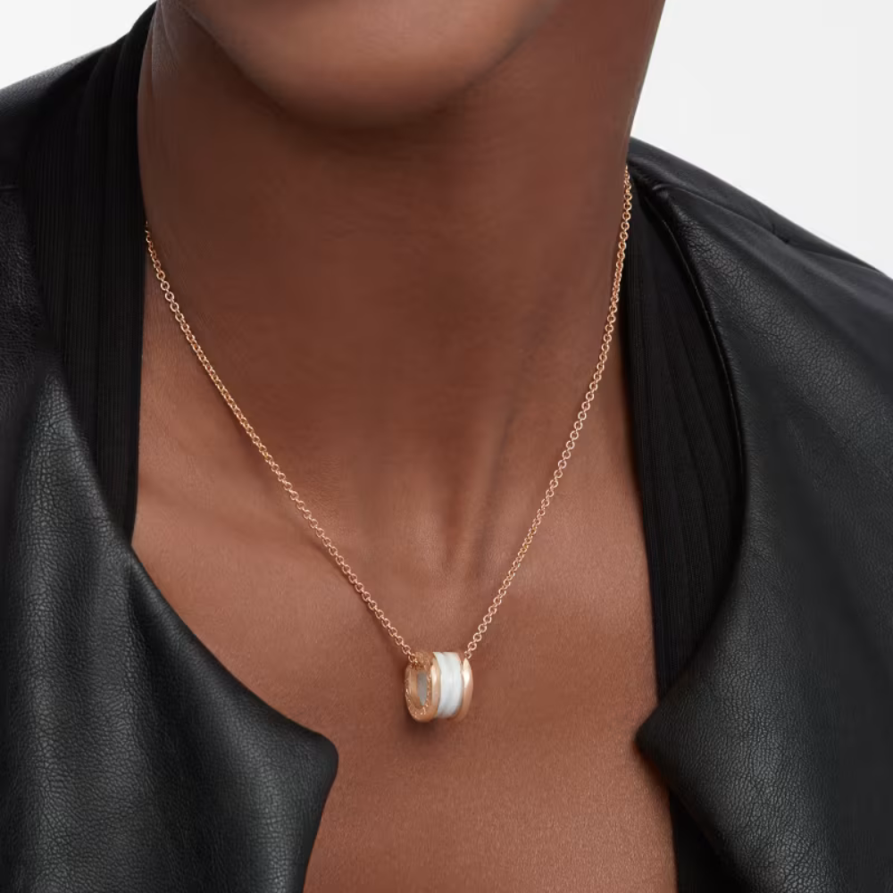 Deki Jewels B.zero1 necklace,925 Silver,18k Gold Plated, white ceramic pendant