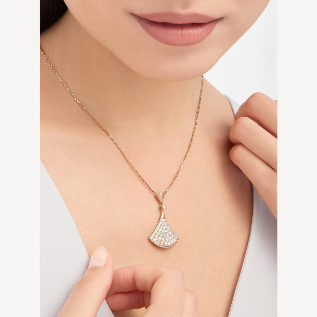 Deki Jewels Divas'Dream Necklace,925 Silver,18k Rose Gold Plated,Cubic Zircon Paved