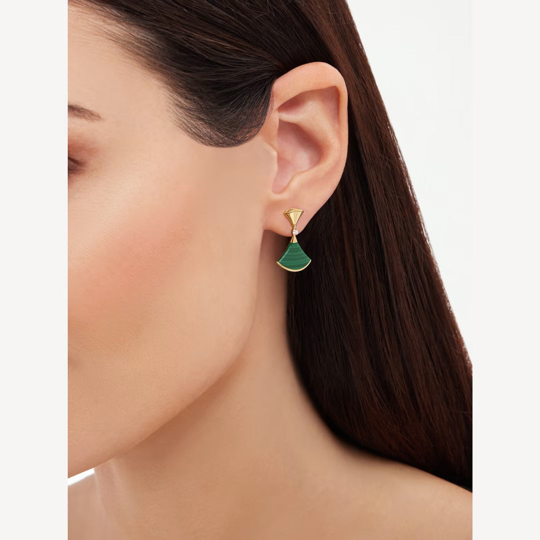 Deki Jewels Divas'Dream Earring,925 Silver,18k Yellow Gold Plated,Green Agate