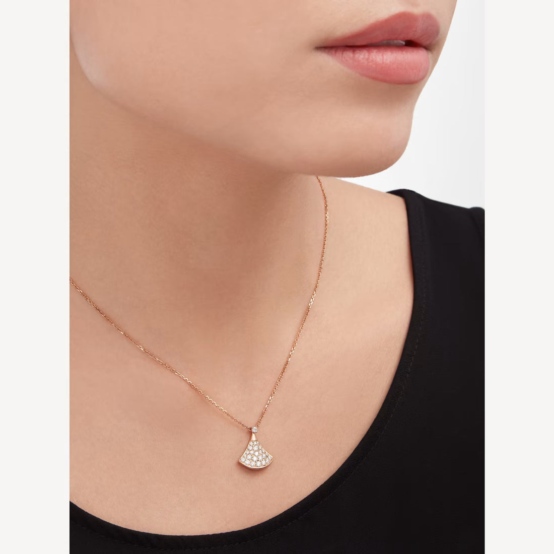 Deki Jewels Divas'Dream Necklace,18k Rose Gold Plated,Cubic Zircon Paved