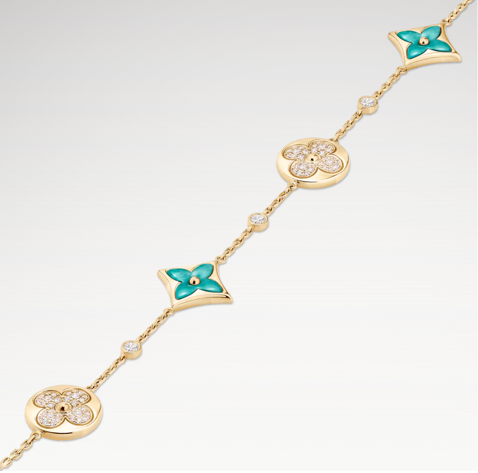 Deki Jewels Color Blossom Multi-Pattern Bracelet,Plated With 18k Gold, Amazonite, And Zircon