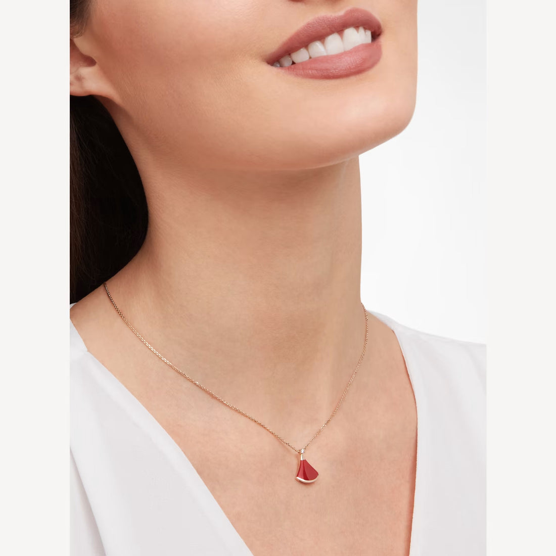 Deki Jewels Divas'Dream Necklace,925 Silver,18k Rose Gold Plated,Red Agate