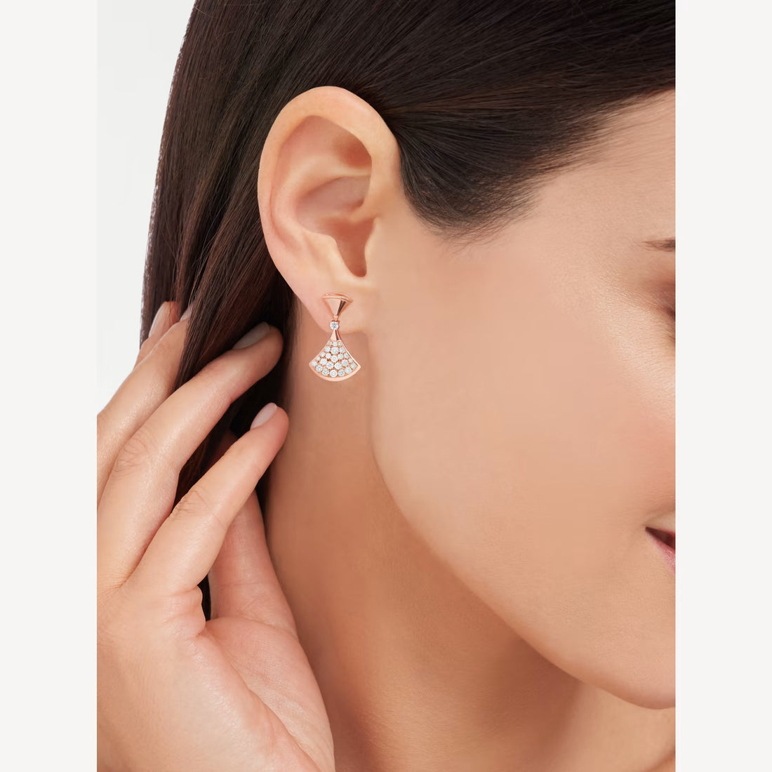 Deki Jewels Divas'Dream Earring,925 Silver,18k Rose Gold Plated,Cubic Zircon Paved