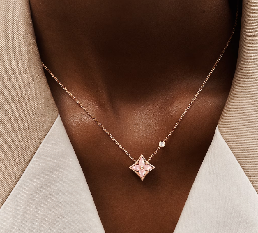 Color Blossom Necklace, 18k Gold Plated, Pink Mother-Of-Pearl, And Zirconia Diamond