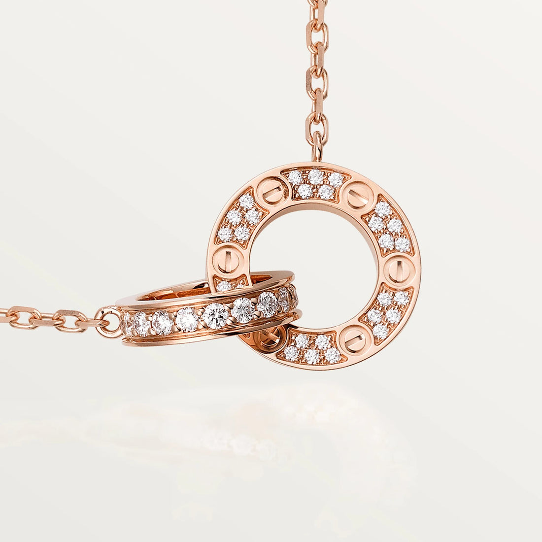 Love Intertwined Necklace,18k Gold Plated,Cubic Zirconia Pave
