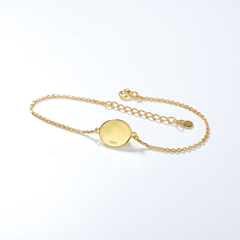 Deki Jewels Natural Moonstone Bracelet,925 Silver,18k Yellow Gold Plated