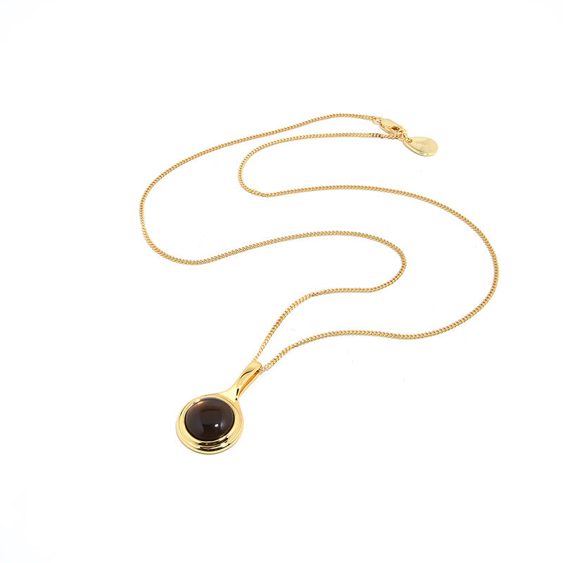 Deki Jewels Natural Tea Crystal Long Necklace，925 Silver, 18k Gold Plated