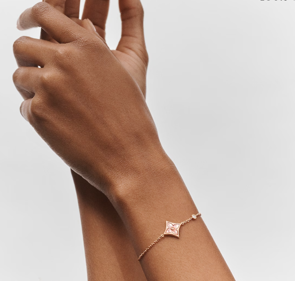 Color Blossom Star Bracelet, Plated With 18k Rose Gold, Pink Mother-of-Pearl, And Zircon