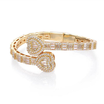 Deki Jewels Heart Baguette Bangle,gold Plated