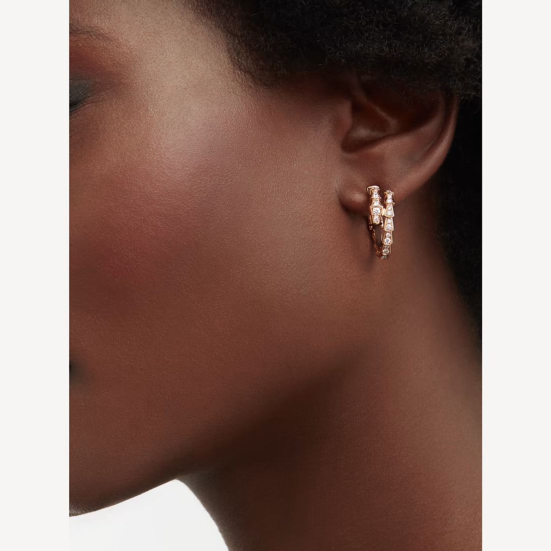 Deki Jewels Serpenti Earring,925 Silver,18k Rose Gold Plated,Cubic Zircon Paved