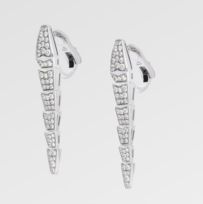 Deki Jewels Serpenti viper earrings,925 Silver,18k White Gold Plated,Cubic Zircon Paved