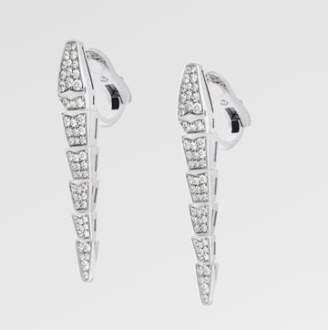 Deki Jewels Serpenti viper earrings,925 Silver,18k White Gold Plated,Cubic Zircon Paved