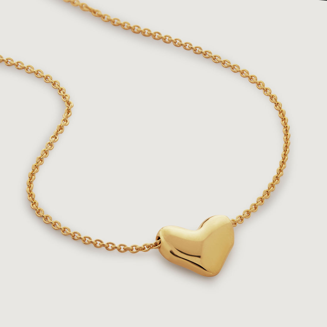 Deki Jewels Heart Chain Necklace, 925 Silver, 18k Gold Plated