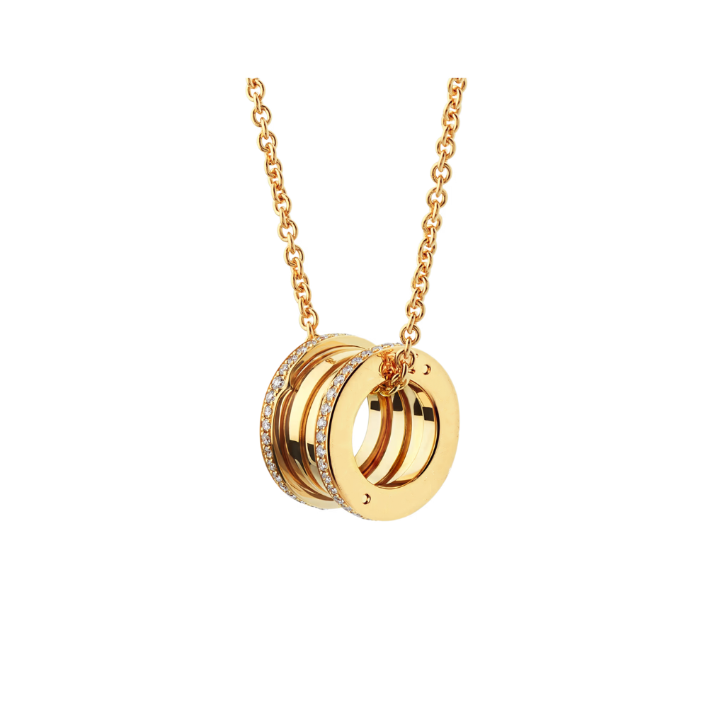 jewellax B.zero1 necklace,925 Silver,18k Gold Plated, Pendant edge set with zircons