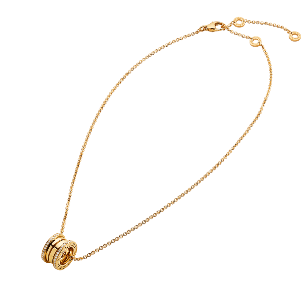 jewellax B.zero1 necklace,925 Silver,18k Gold Plated, Pendant edge set with zircons