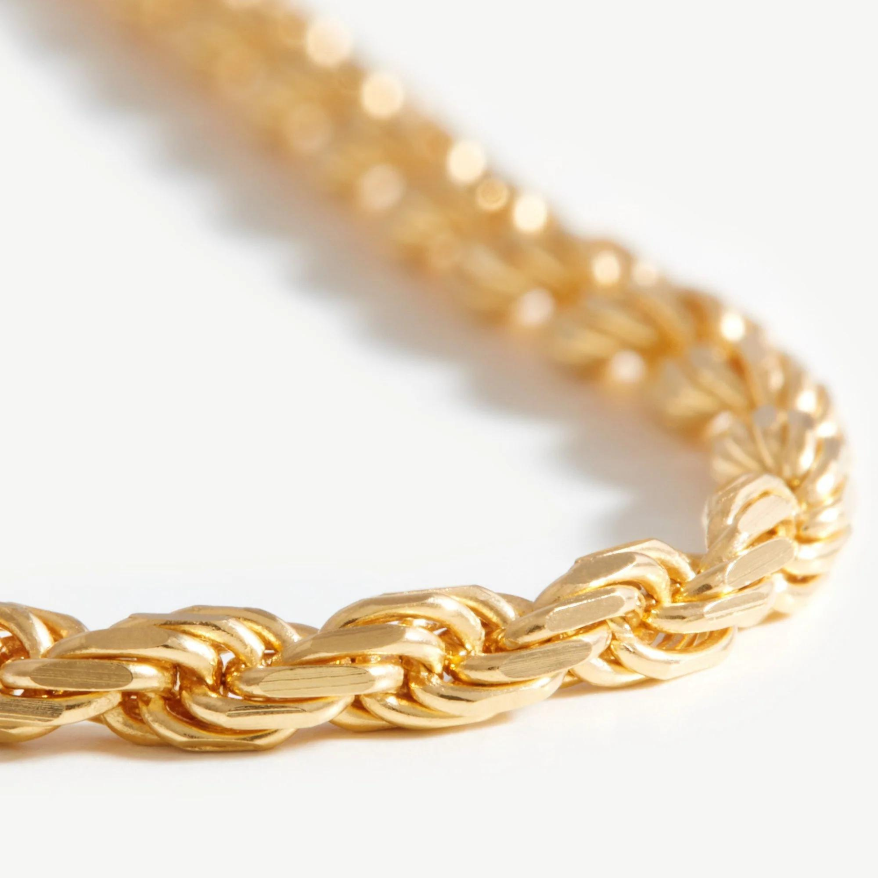 Deki Jewels Rope Chain Necklace Necklace, 925 Silver, 18k Gold Plated