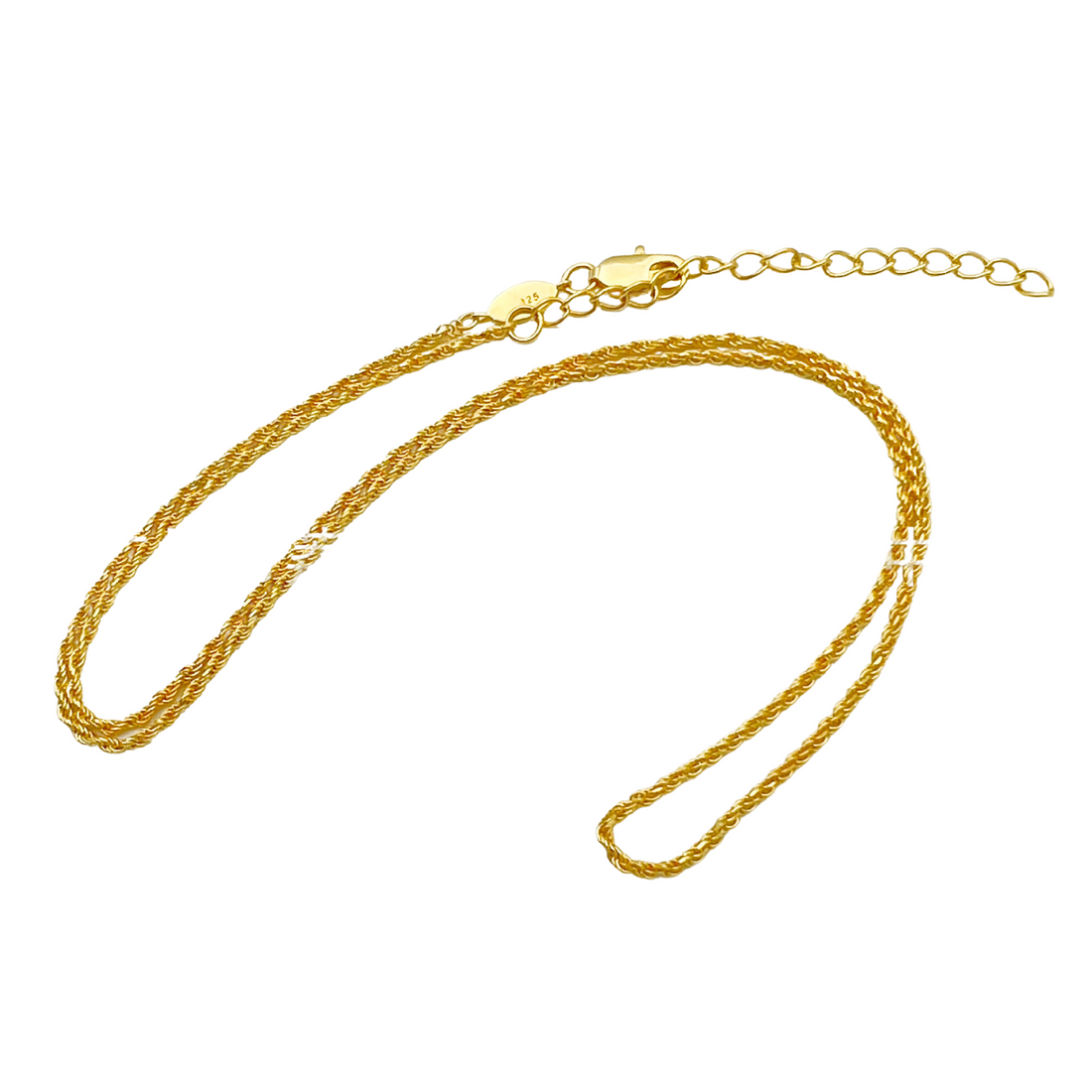 Deki Jewels Rope Chain Necklace Necklace, 925 Silver, 18k Gold Plated