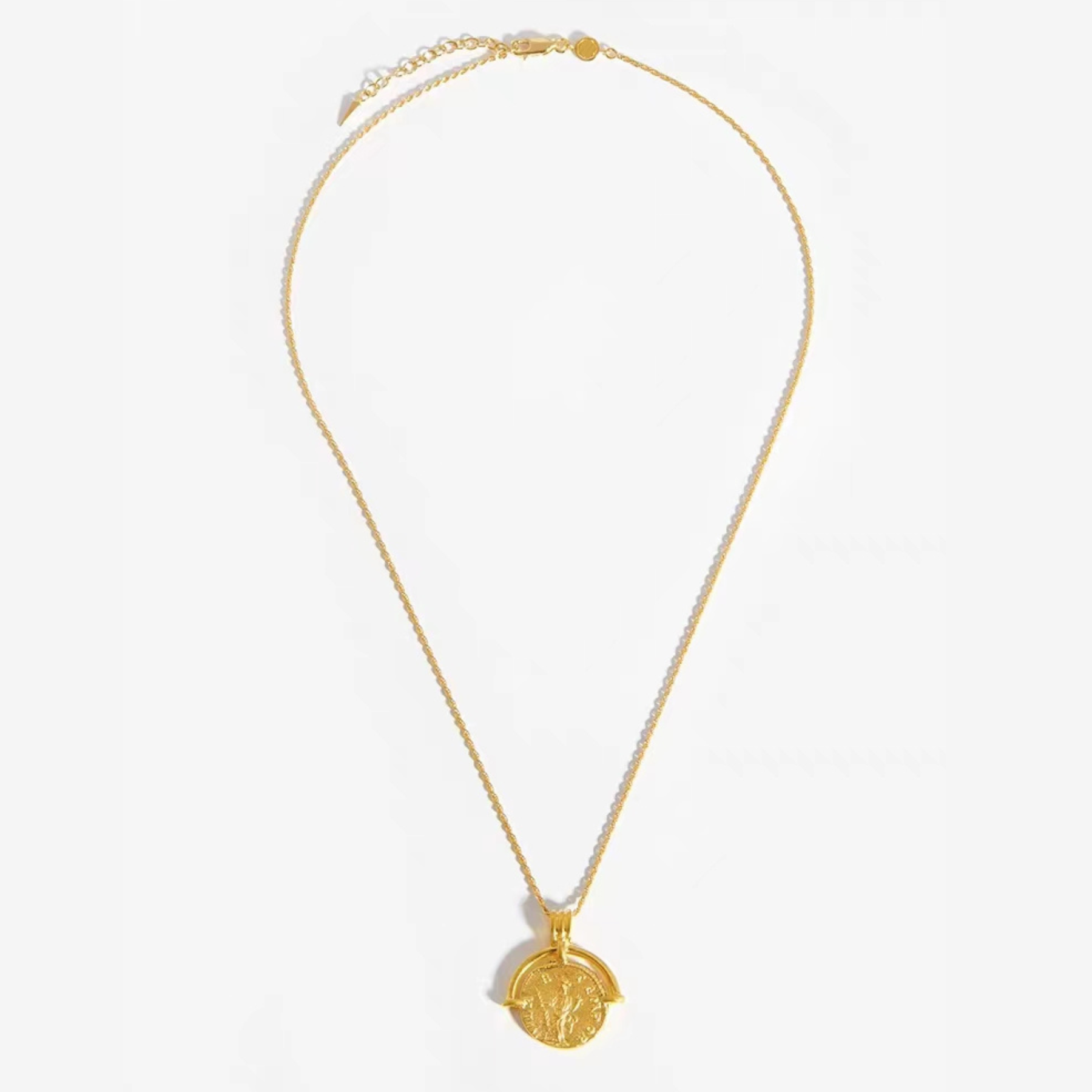 Deki Jewels Roman Vintage Coin Necklace, 925 Silver, 18k Gold Plated