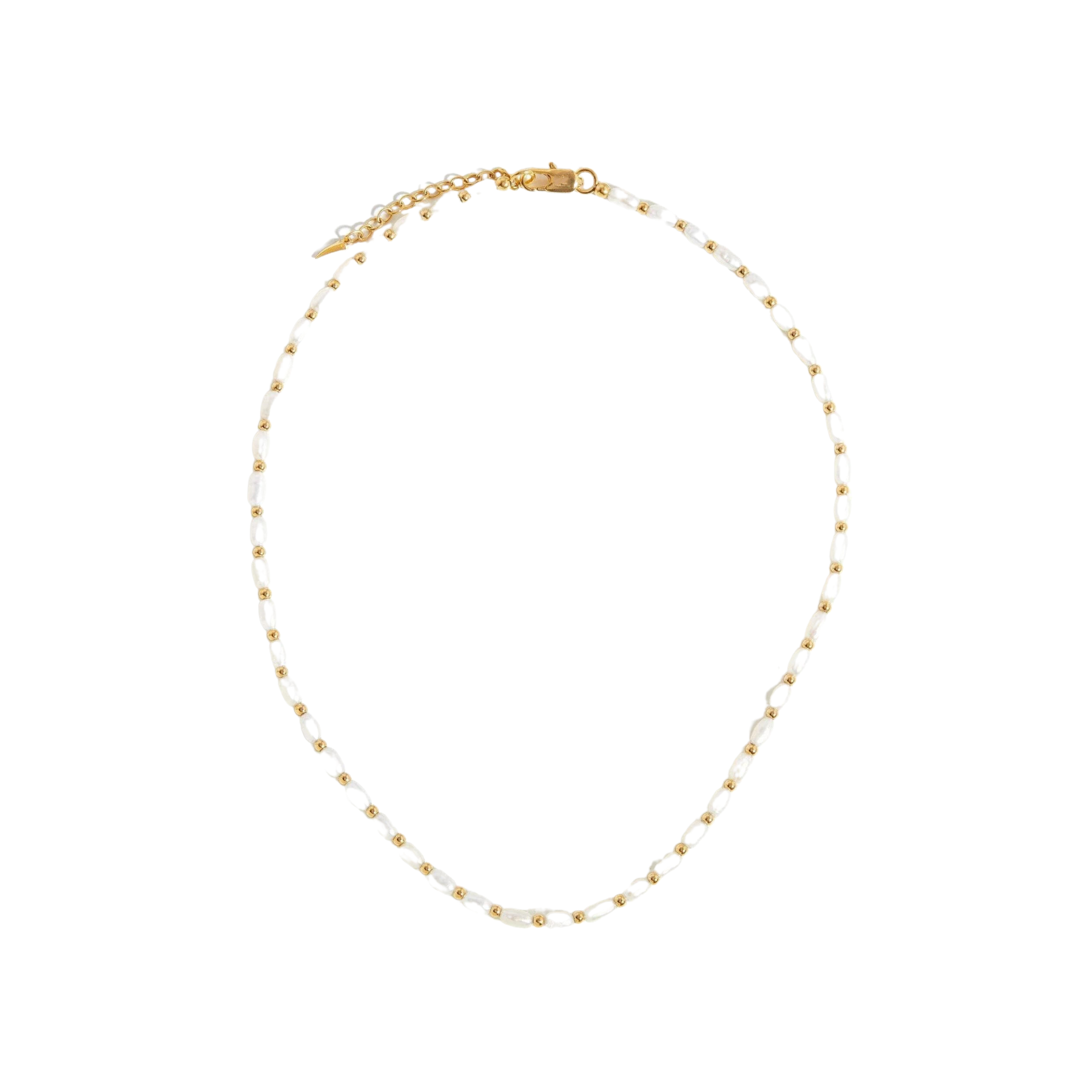 Deki Jewels Seed Pearl Beaded Choker, 925 Silver, 18k Gold Plated