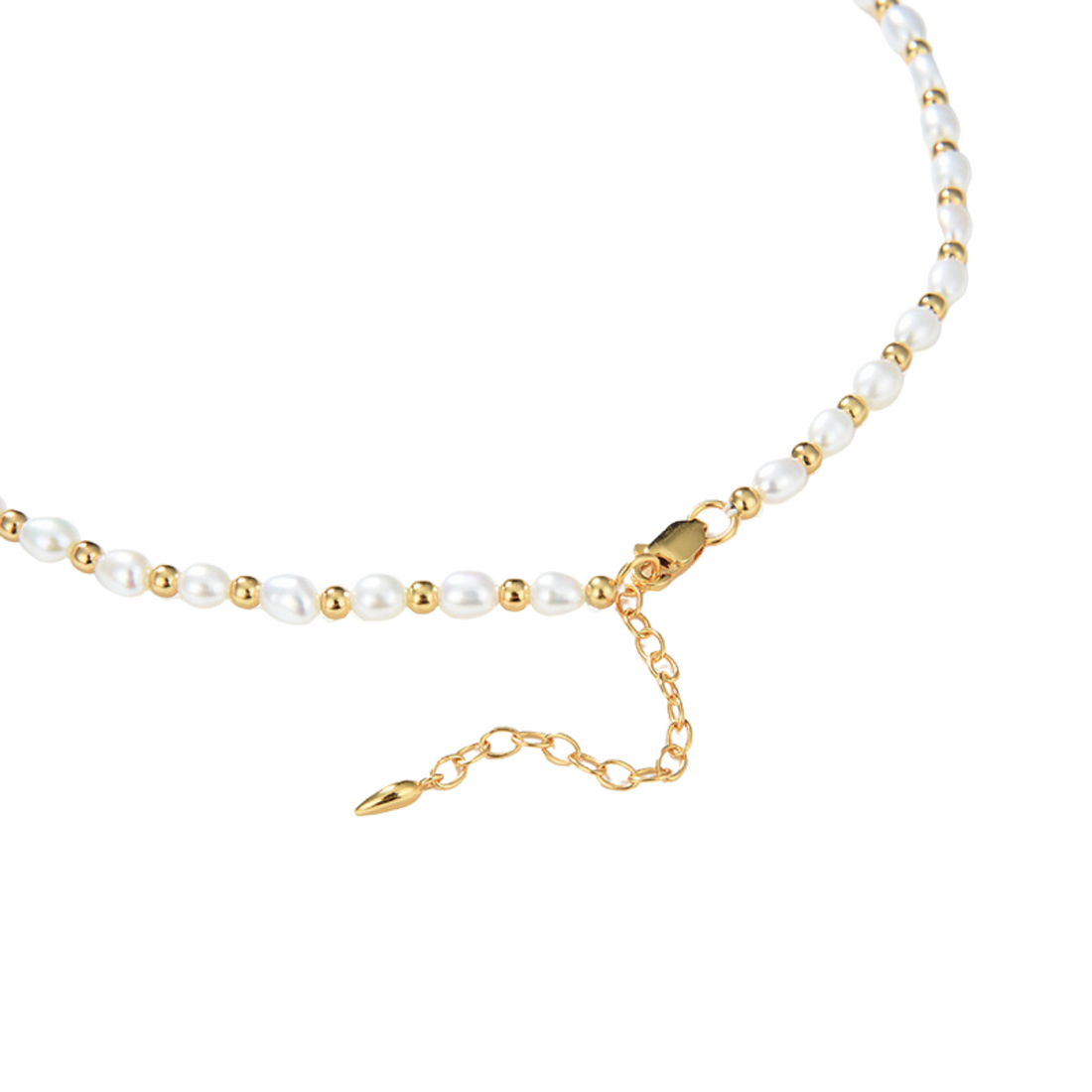 Deki Jewels Seed Pearl Beaded Choker, 925 Silver, 18k Gold Plated