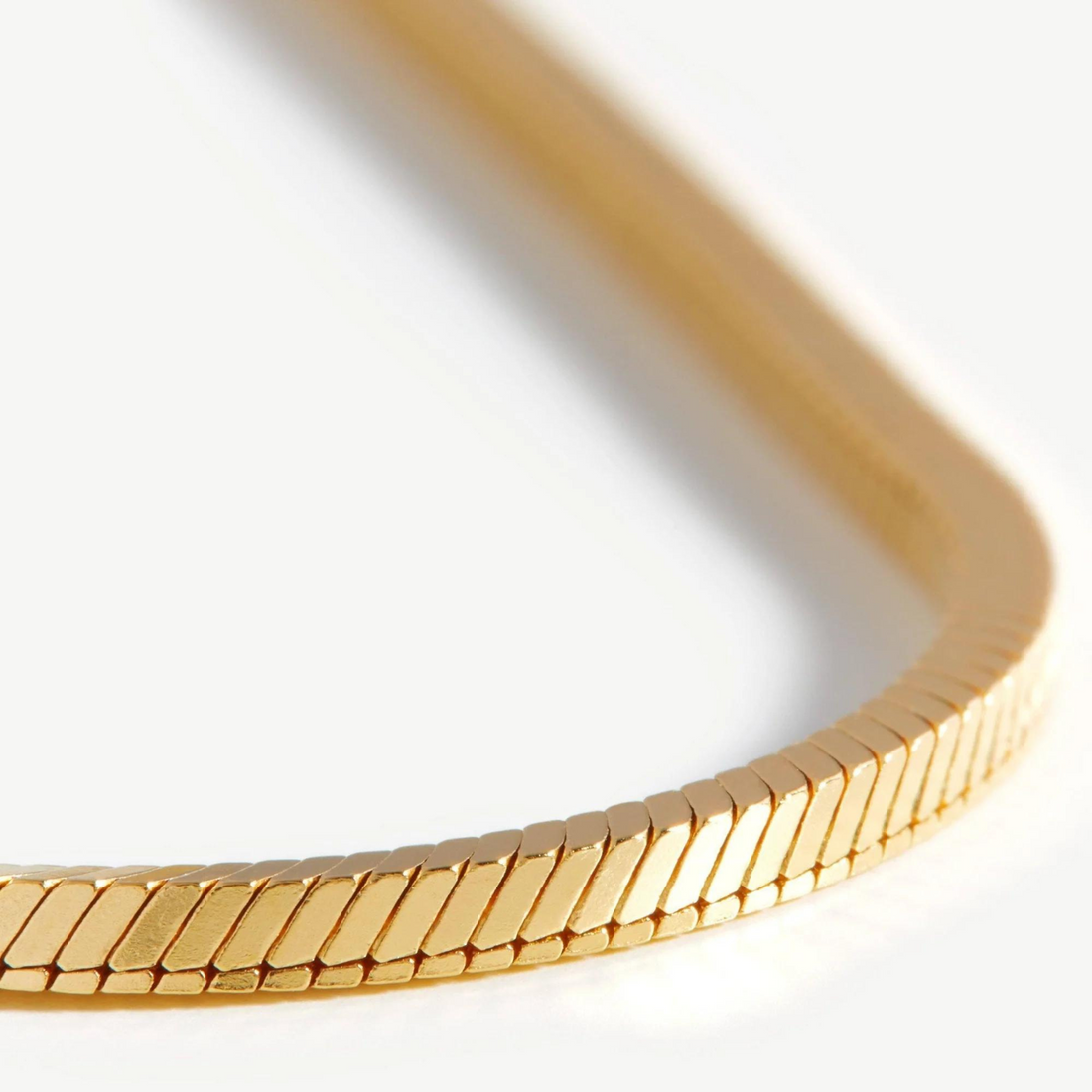 Deki Jewels Square Snake Chain Necklace，925 Silver, 18k Gold Plated